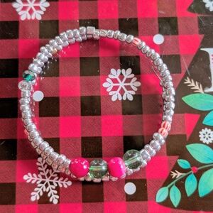 Festive Memory Wire Beaded Bracelet